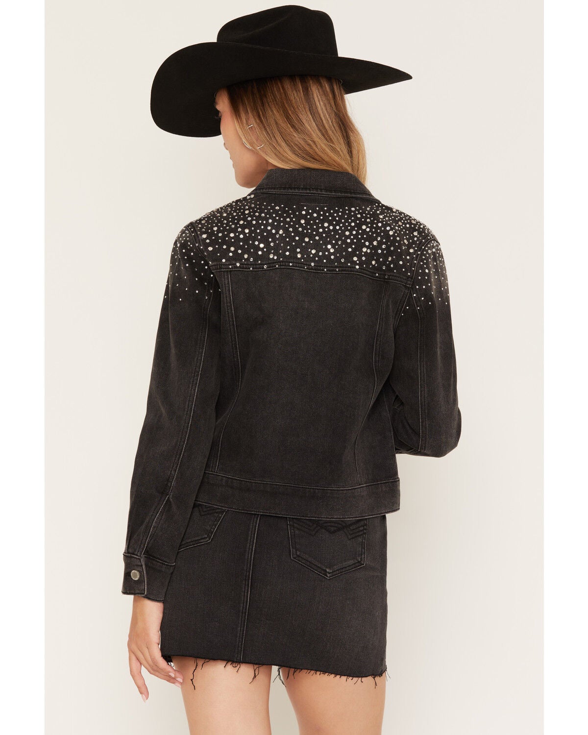 Image #4 - Idyllwind Women's Forest Rhinestone Denim Jacket, Black, hi-res