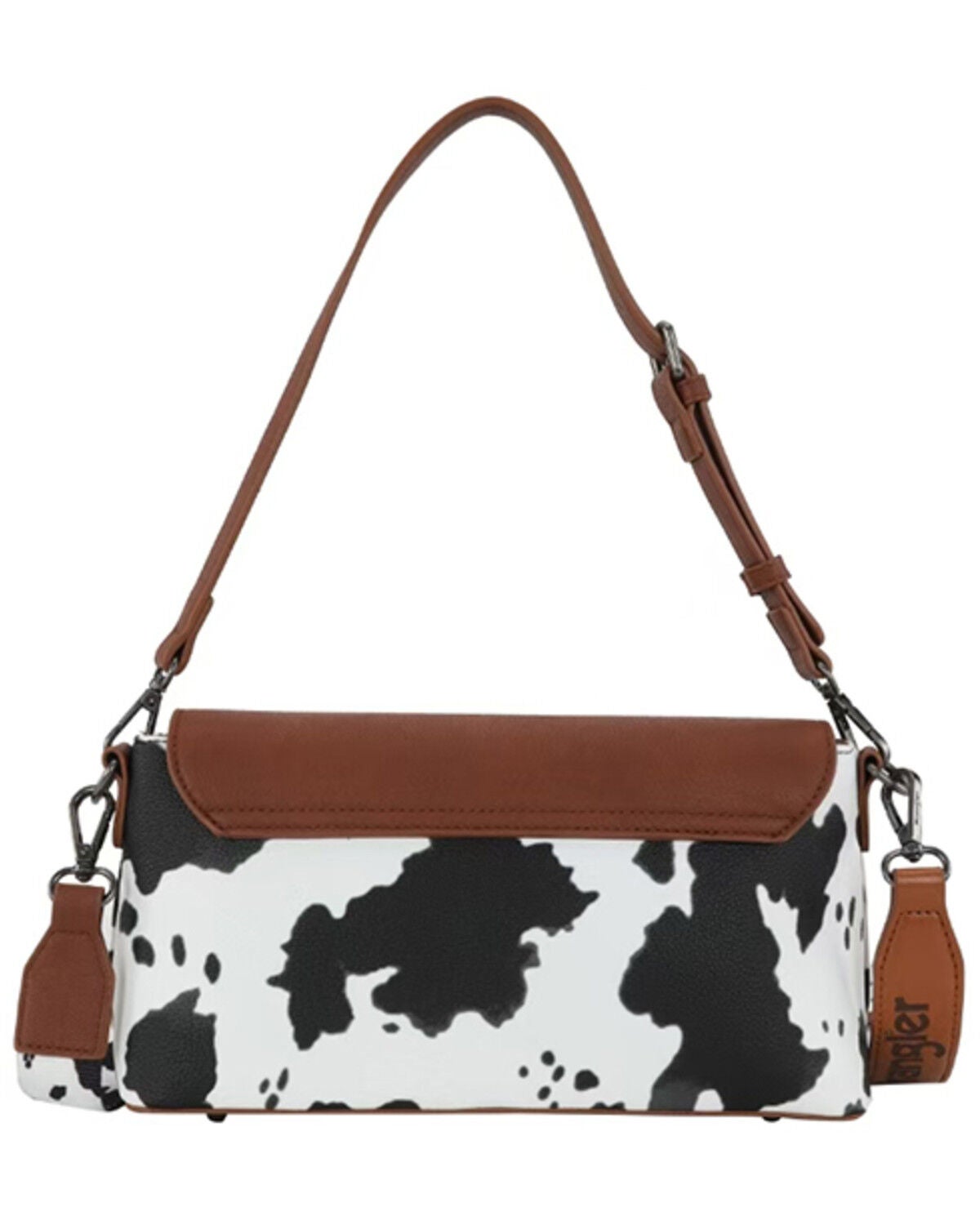 Image #2 - Wrangler Women's Boot Barn Exclusive Daisy Cow Print Flap Shoulder Bag, Brown, hi-res