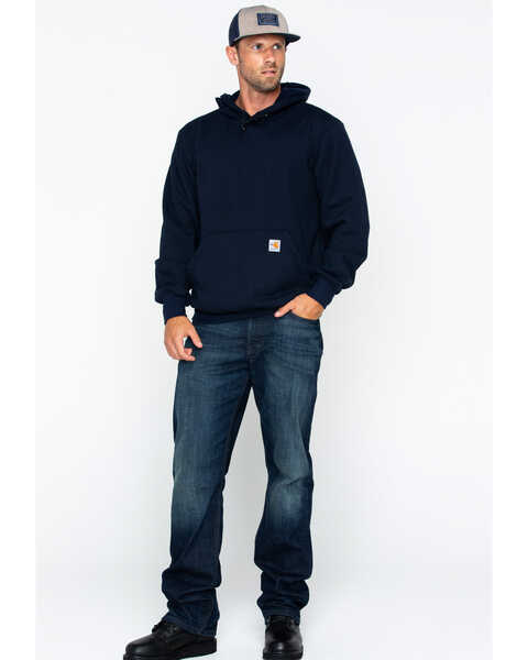 Image #6 - Carhartt Men's FR Hooded Pullover Solid Work Sweatshirt - Big & Tall , Navy, hi-res
