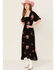 Image #1 - Wild Moss Women's Floral Embroidered Midi Dress, Black, hi-res