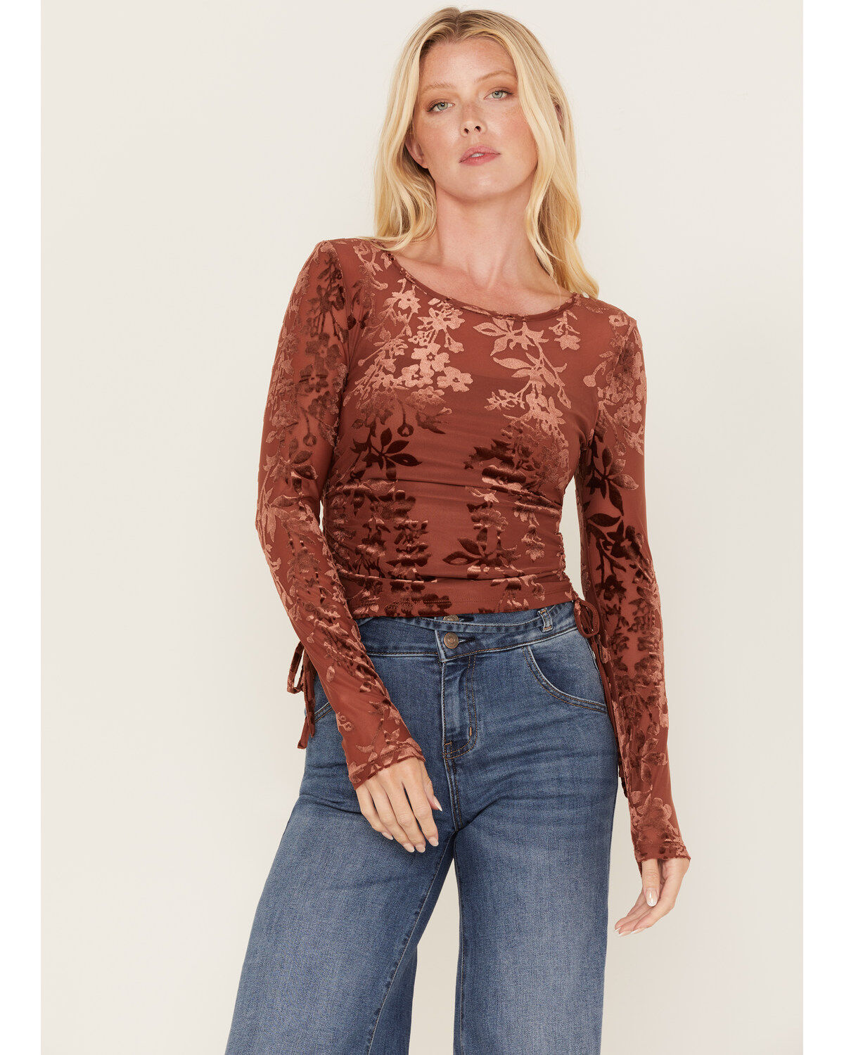Image #1 - Shyanne Women's Side Tie Long Sleeve Top, , hi-res