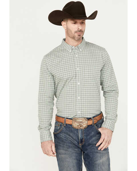 Cody James Men's Plaid Print Long Sleeve Button-Down Western Shirt, Green, hi-res