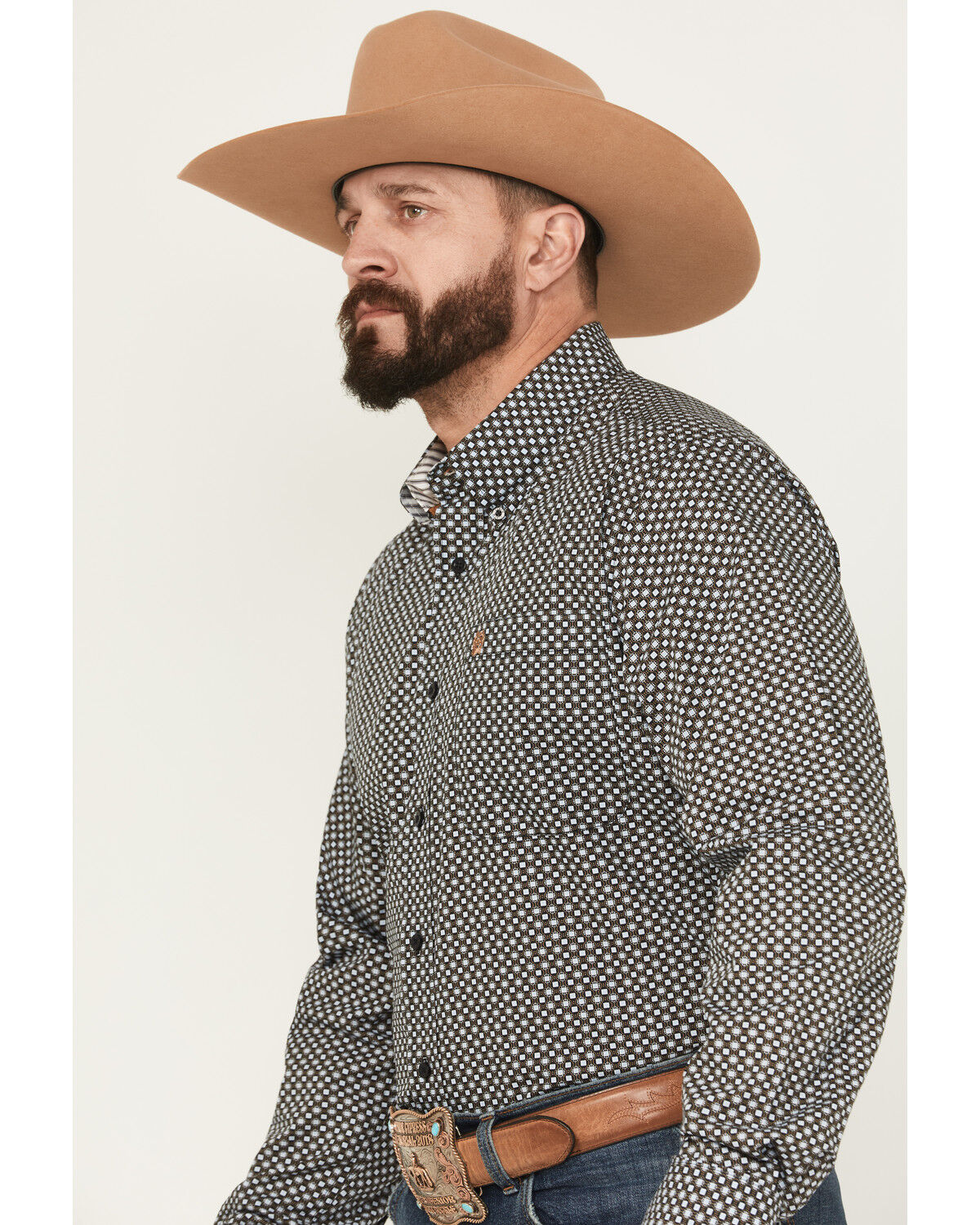 Image #2 - Cinch Men's Geo Print Long Sleeve Button-Down Western Shirt, Black, hi-res