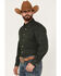 Resistol Men's Maddox Solid Long Sleeve Button Down Western Shirt, Dark Green, hi-res