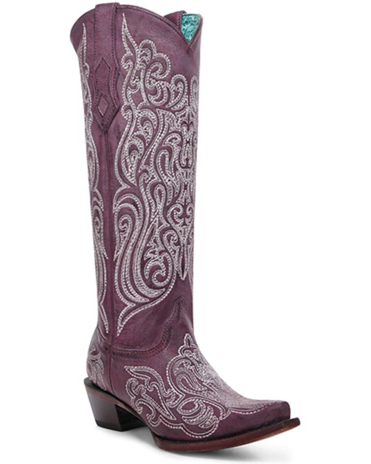 Corral Women's Glow in the Dark Tall Western Boots - Snip Toe, Dark Pink, hi-res