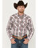 Image #1 - Cowboy Hardware Men's Hombre Plaid Print Long Sleeve Pearl Snap Western Shirt, Grey, hi-res