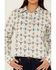 Image #3 - Panhandle Women's Steer Print Long Sleeve Snap Western Shirt, Off White, hi-res