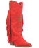Image #1 - Dingo Women's Spirit Trail Fringe Tall Western Boots - Snip Toe, Red, hi-res