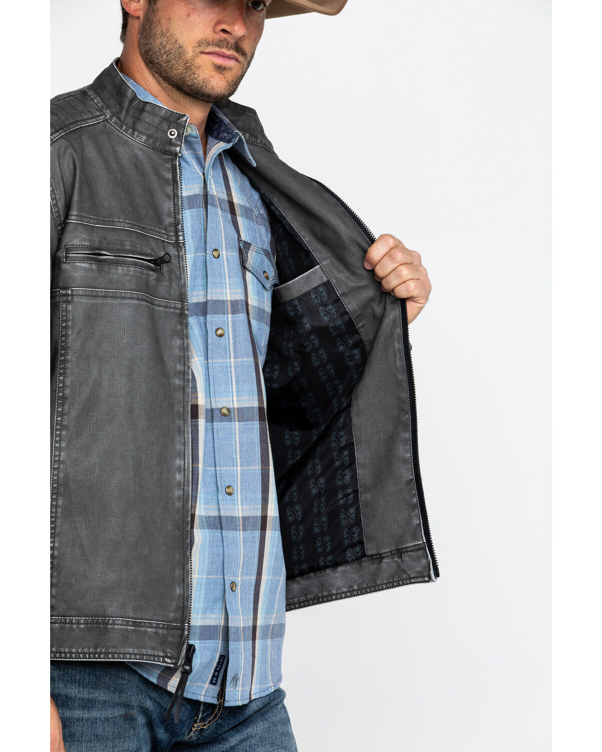 Image #4 - Moonshine Spirit Men's Gearhead Washed Faux Leather Moto Jacket , , hi-res