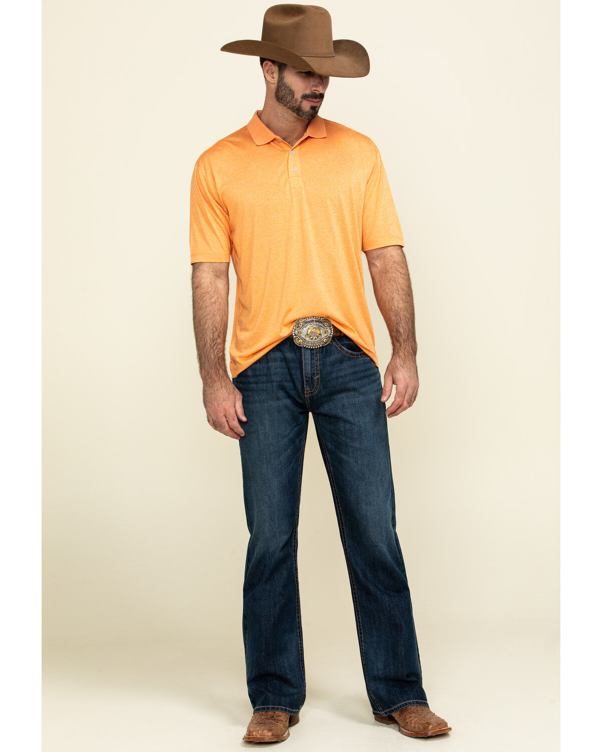 Image #6 - Cody James Core Men's Orange Tonal Short Sleeve Polo Shirt, , hi-res