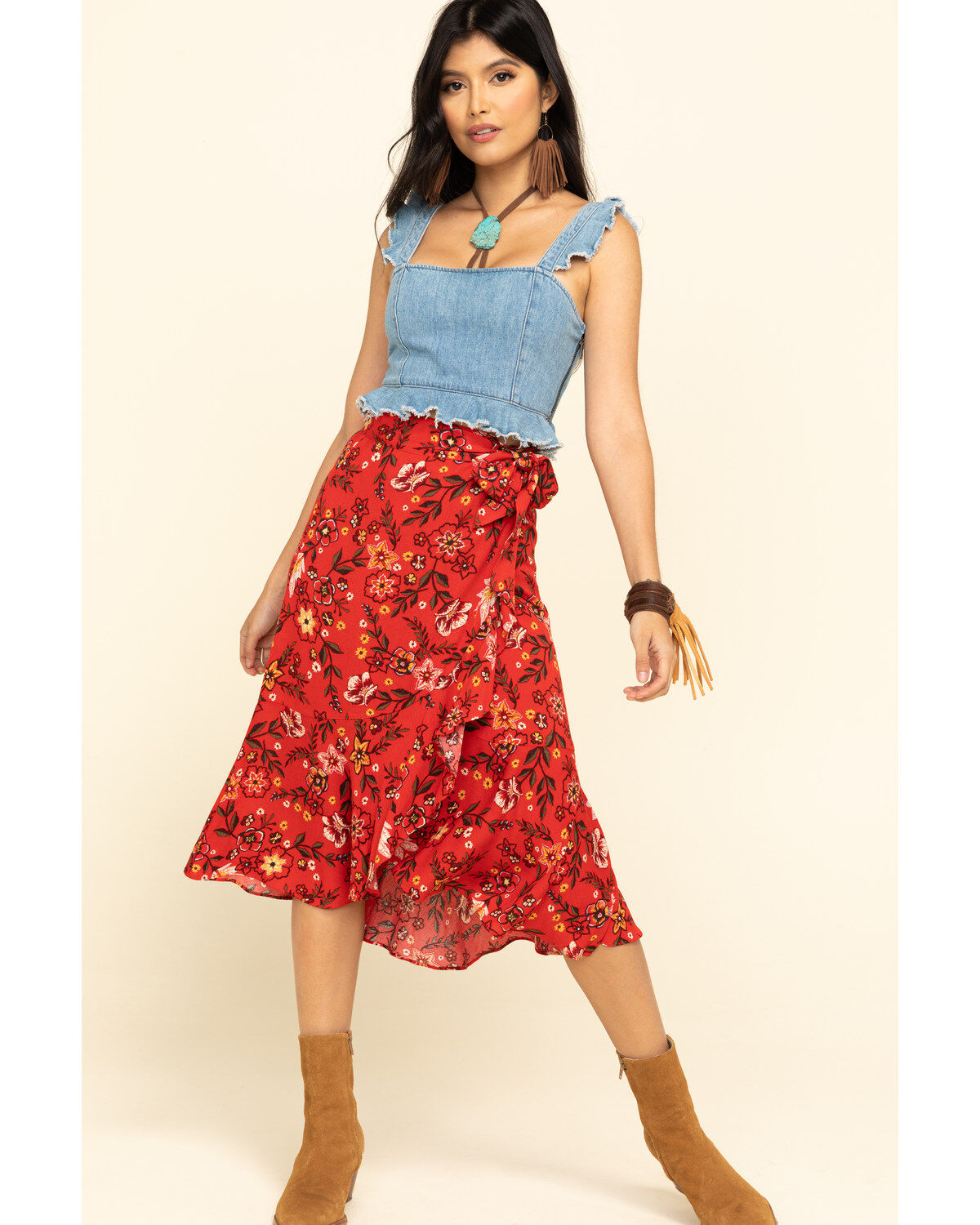 floral wrap midi