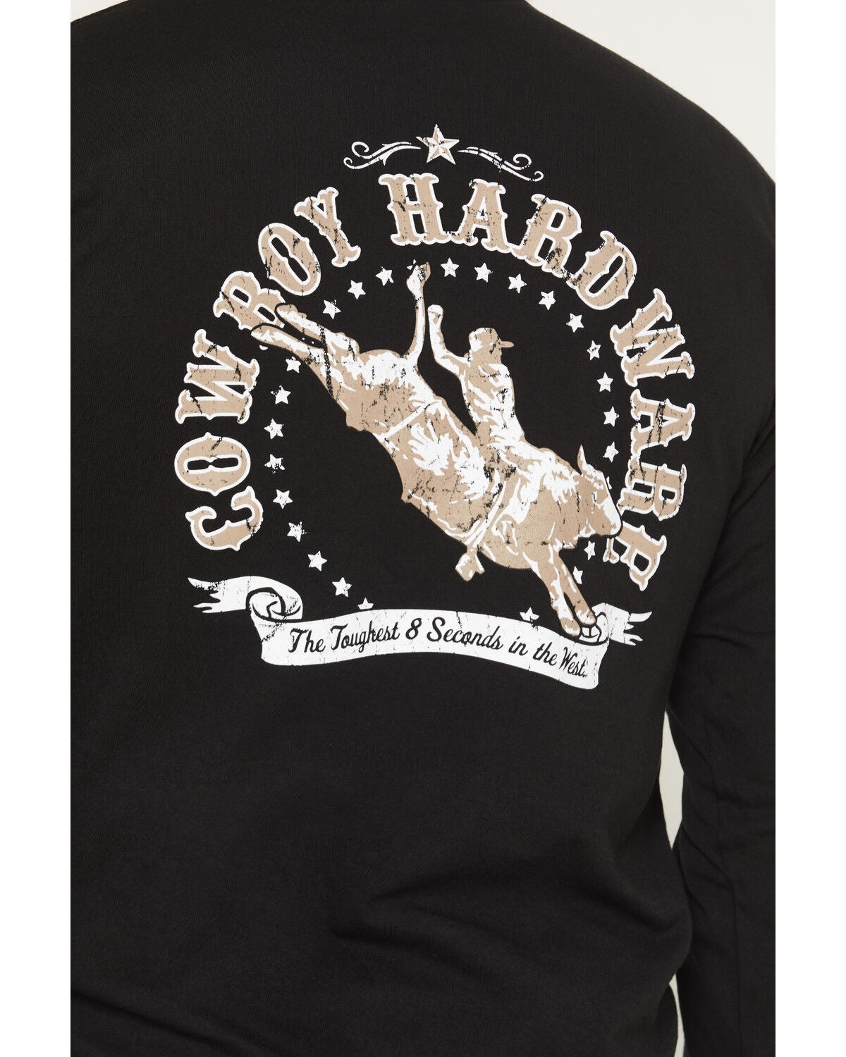 Image #4 - Cowboy Hardware Men's Toughest 8 Seconds Long Sleeve Graphic T-Shirt, Black, hi-res