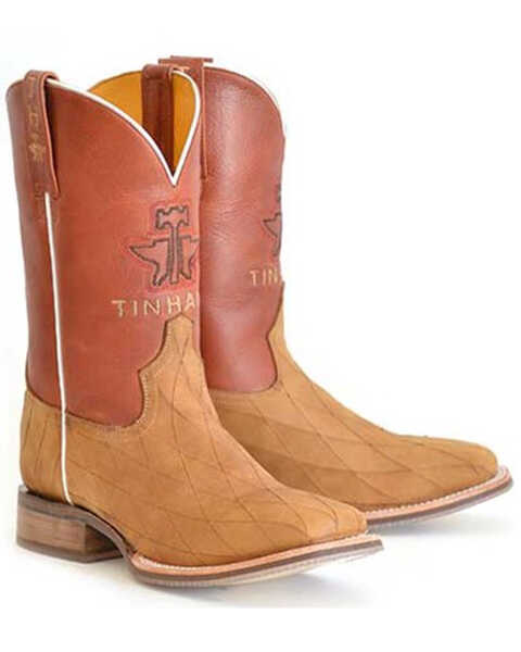 Tin Haul Men's Crossed Western Boots - Broad Square Toe, Brown, hi-res