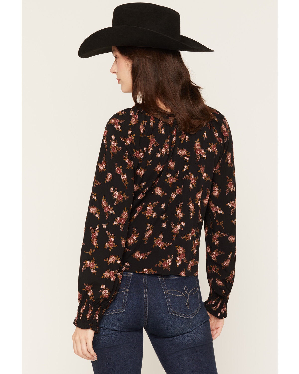 Image #4 - Saltwater Luxe Women's Nera Floral Print Long Sleeve Blouse, Black, hi-res