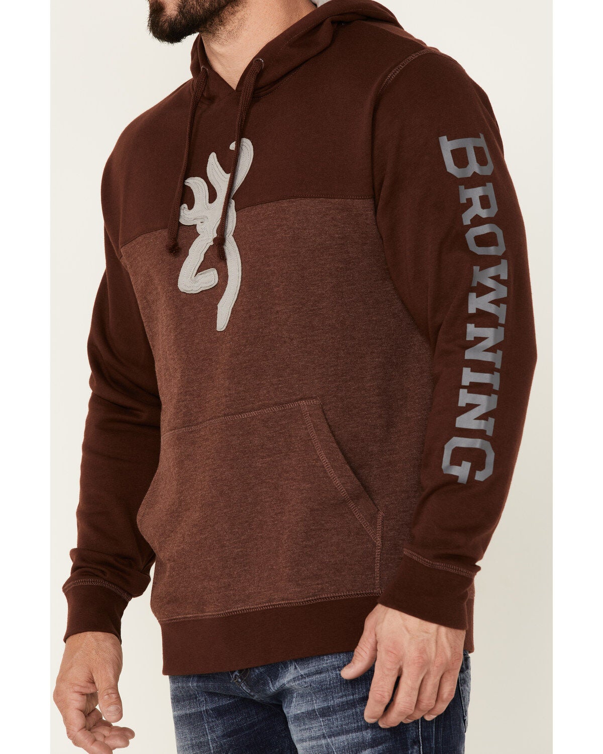 Image #3 - Browning Men's Peak Buck Mark Logo Sleeve Pullover Hooded Sweatshirt , , hi-res