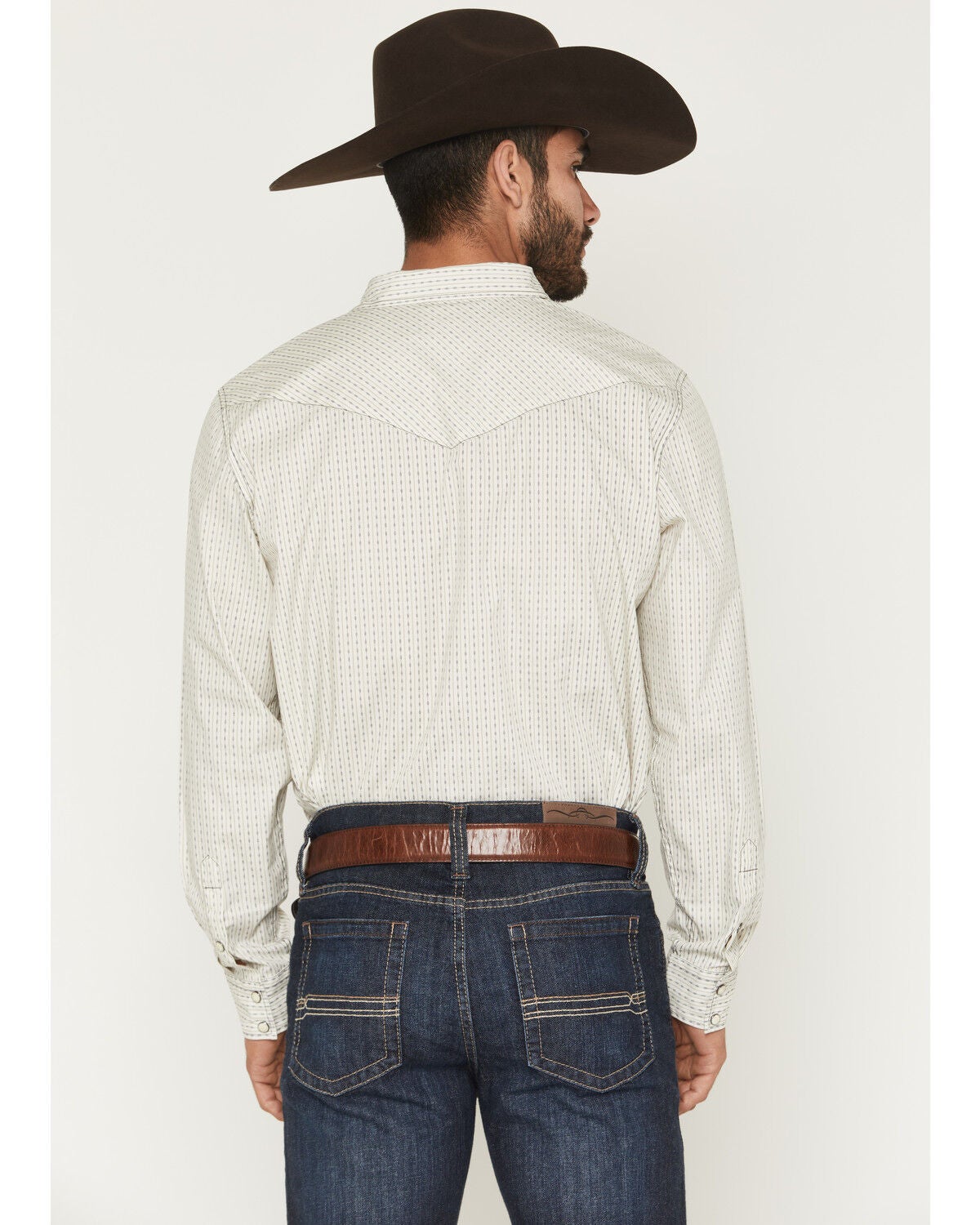Image #4 - Gibson Trading Co Men's Tulsa Striped Long Sleeve Snap Western Shirt - Tall, Ivory, hi-res