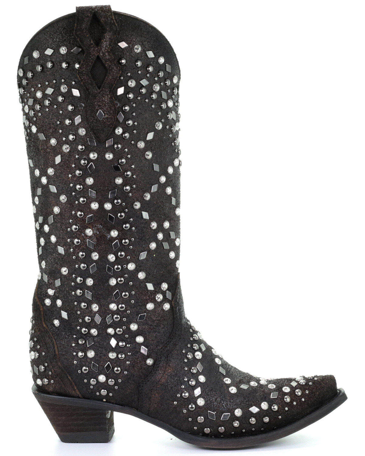 Image #2 - Corral Women's Dark Brown Full Studded Western Boots - Snip Toe, , hi-res