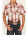 Image #3 - Ely Walker Boys' Textured Dobby Plaid Print Short Sleeve Pearl Snap Western Shirt, Rust Copper, hi-res