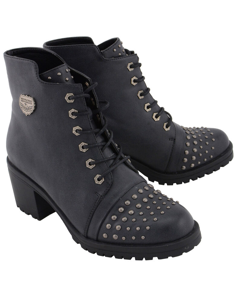 Milwaukee Leather Women's Studded Rocker Boots Round Toe Boot Barn