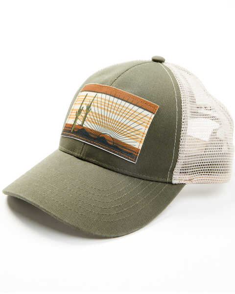 Image #1 - Cleo + Wolf Women's Cactus Sunset Patch Ball Cap , Olive, hi-res
