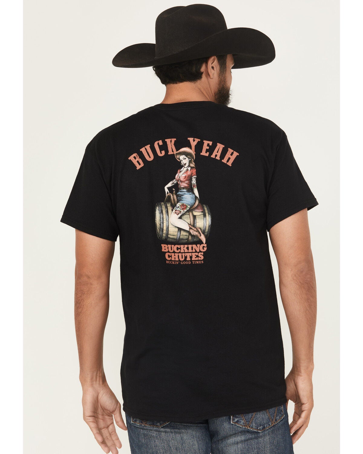 Bucking Chutes Men's Barrel Bettie Short Sleeve Graphic T-Shirt, Black, hi-res