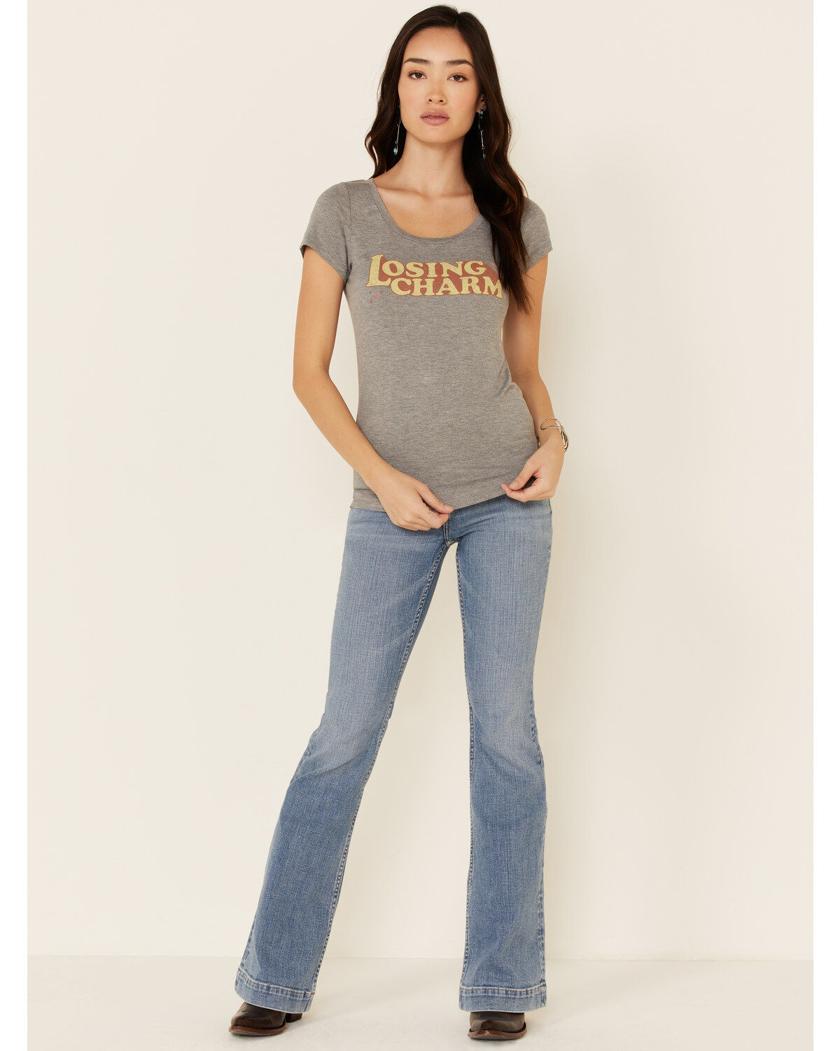 Image #2 - Idyllwind Women's Losing Charm Trustie Short Sleeve Graphic Tee, Heather Grey, hi-res