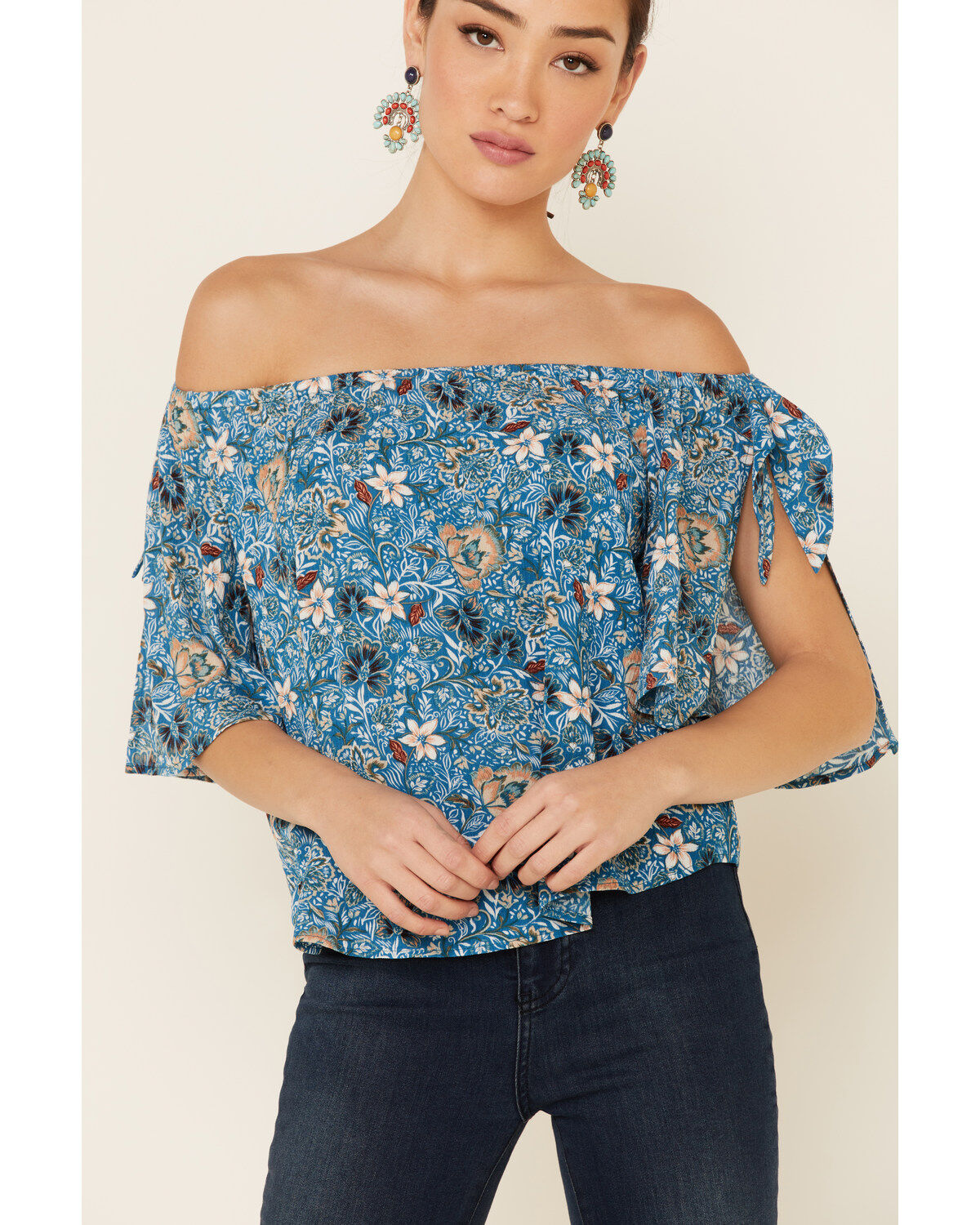 Image #3 - Shyanne Women's Floral Print Off Shoulder Short Sleeve Top, , hi-res