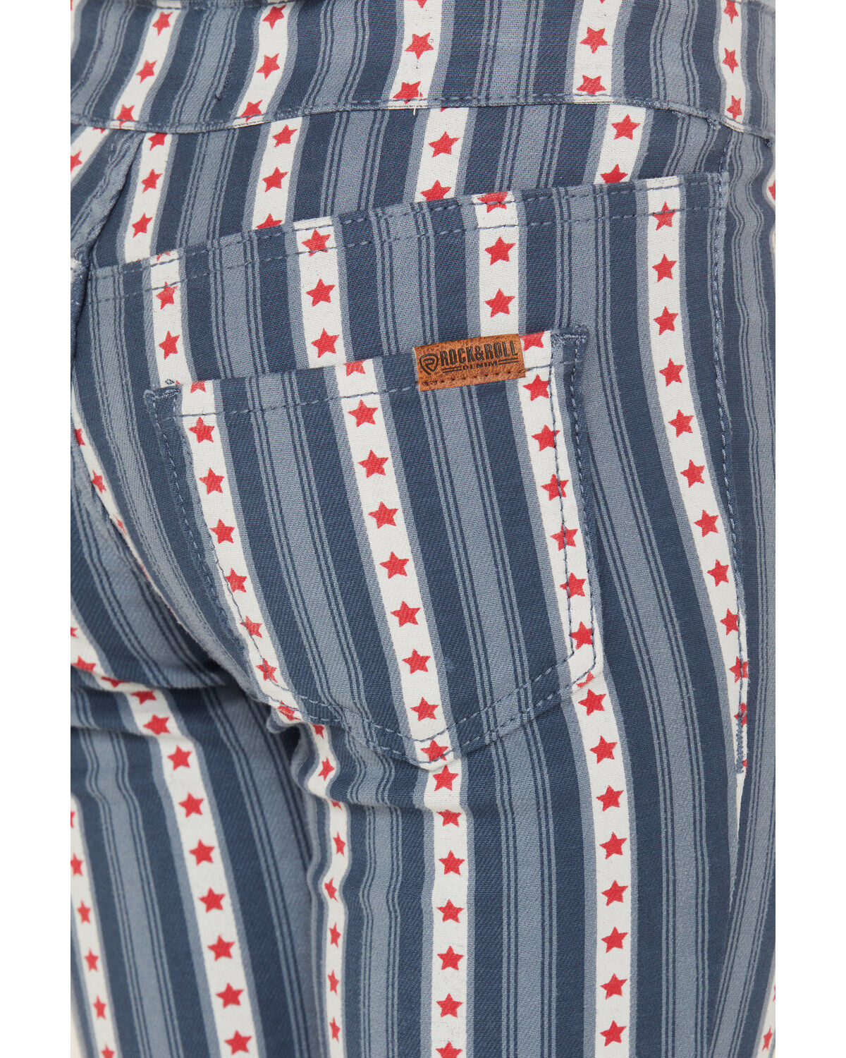 Image #4 - Rock & Roll Denim Americana Striped Flare Jeans, Navy, hi-res