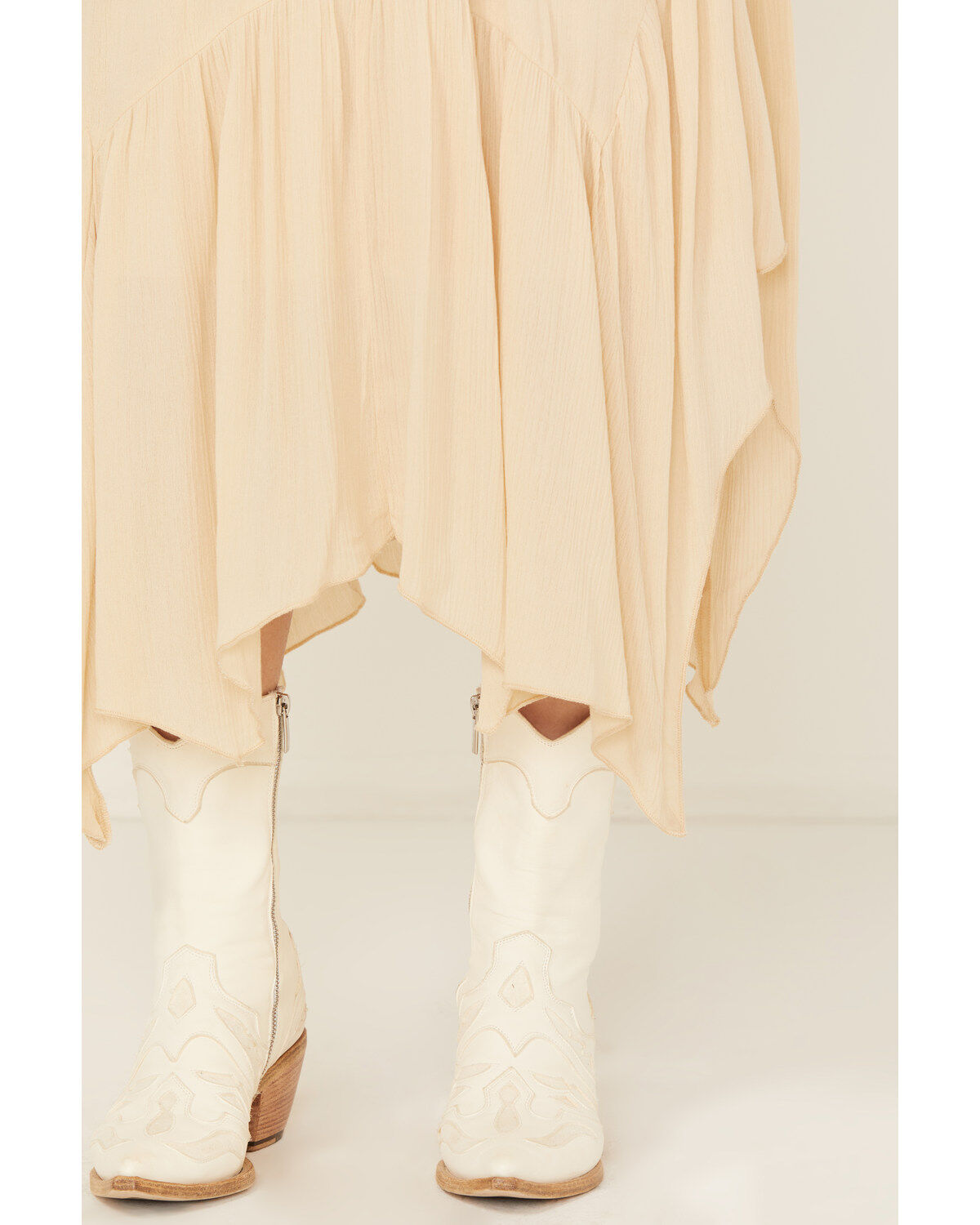 Image #2 - Originality Women's Handkerchief Hem Midi Skirt, Cream, hi-res