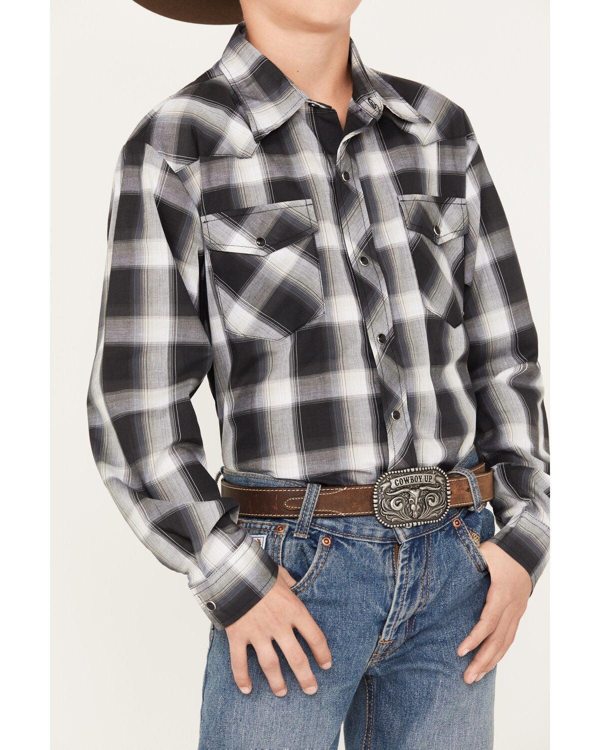 Image #3 - Roper Boys' Plaid Print Long Sleeve Snap Western Shirt, , hi-res