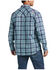 Ariat Men's FR Pontchartrain Retro Plaid Print Long Sleeve Snap Work Shirt , Teal, hi-res