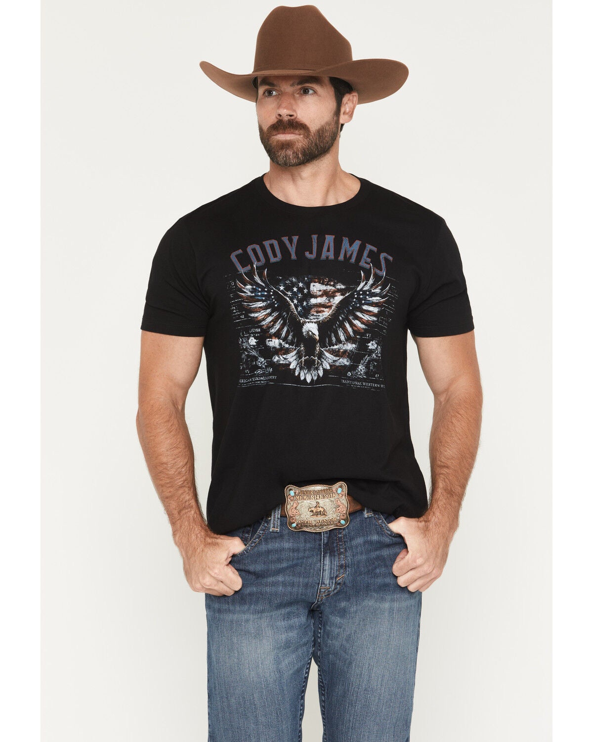 Cody James Men's Eagle Patriotic Short Sleeve Graphic T-Shirt, Black, hi-res