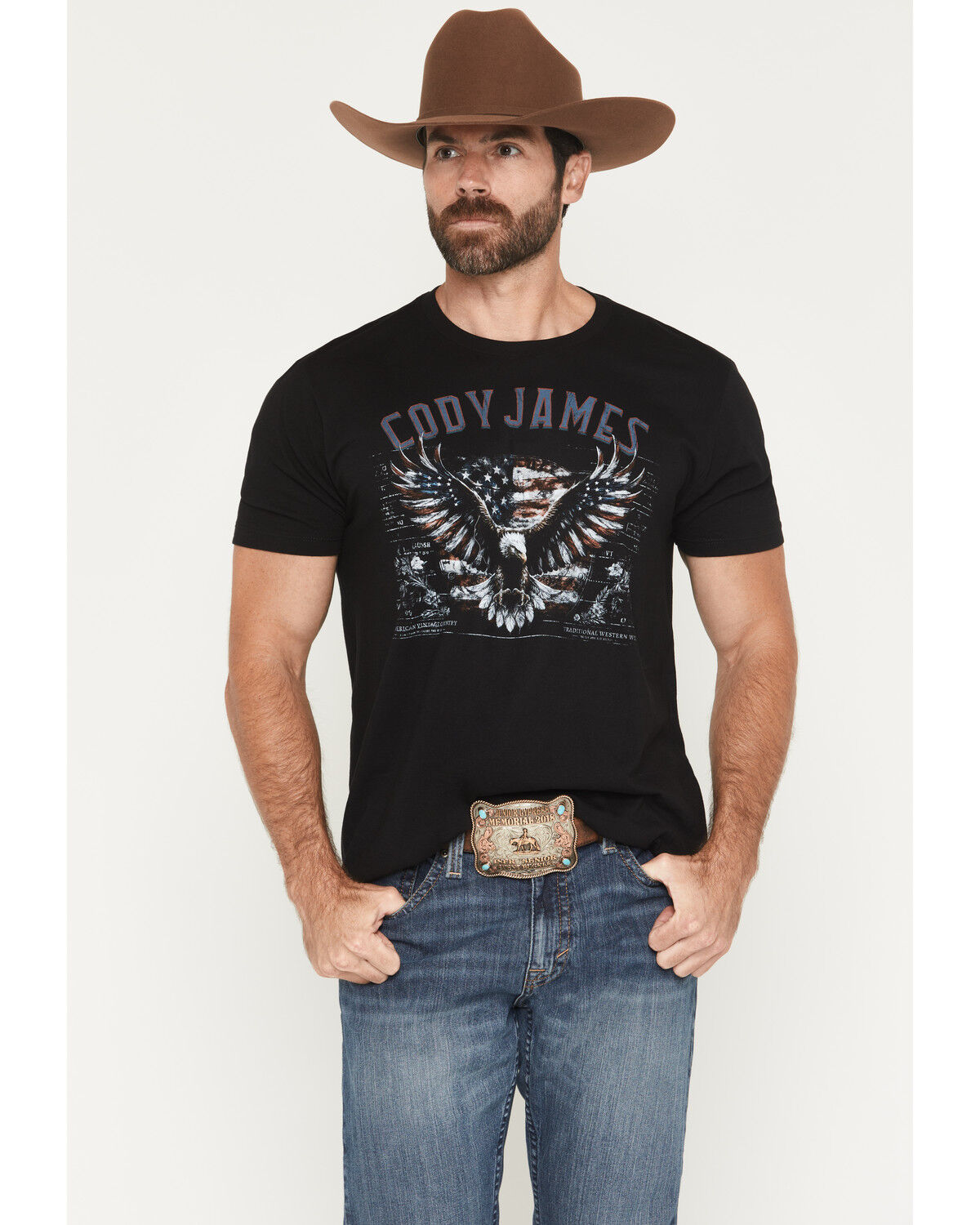 Image #1 - Cody James Men's Eagle Patriotic Short Sleeve Graphic T-Shirt, Black, hi-res
