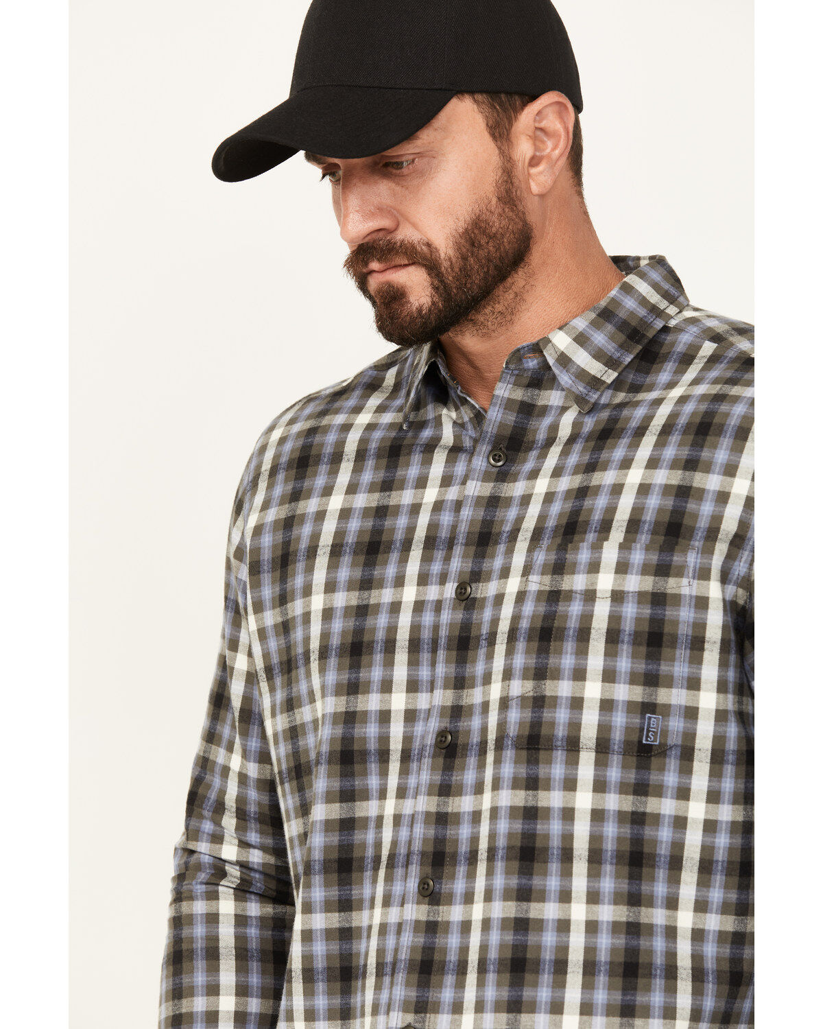 Image #2 - Brothers and Sons Men's Plaid Print Long Sleeve Button Down Shirt, Blue, hi-res