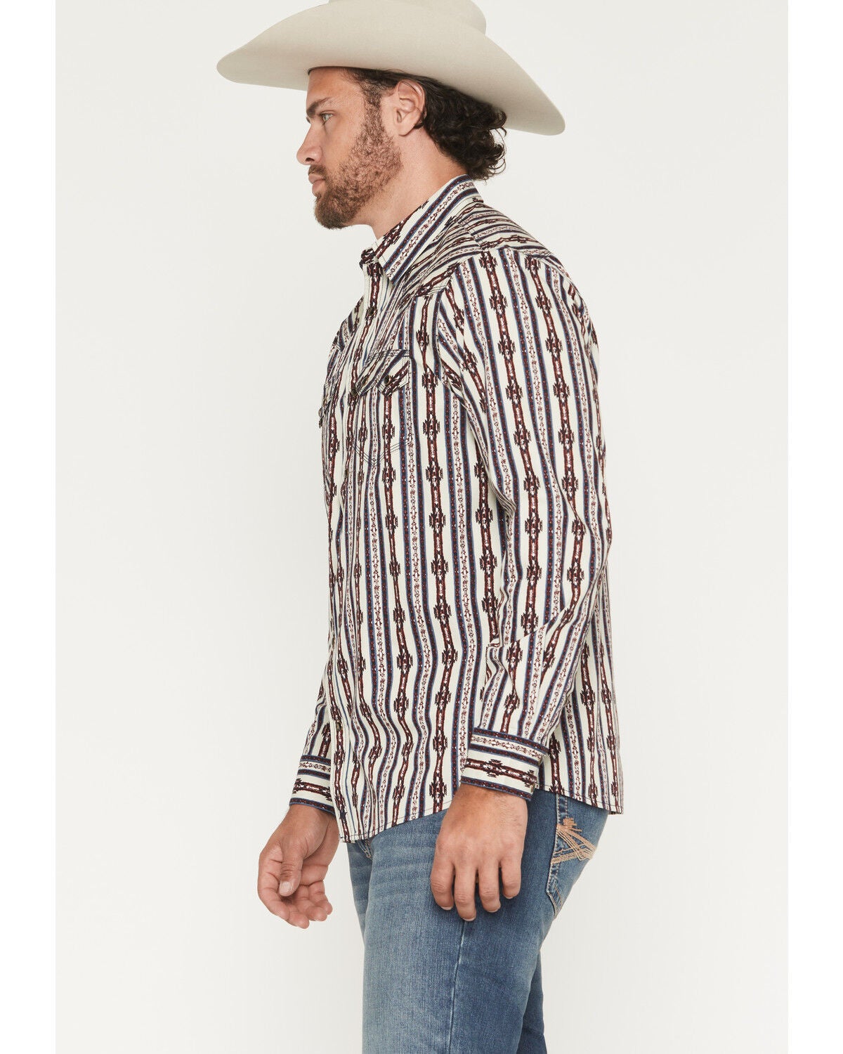 Image #2 - Moonshine Spirit&reg; Men's Walk About Southwestern Stripe Print Long Sleeve Snap Western Shirt, Tan, hi-res