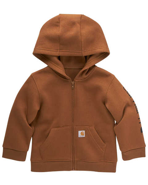 Carhartt Toddler Boys' Logo Zip Hooded Jacket, Medium Brown, hi-res