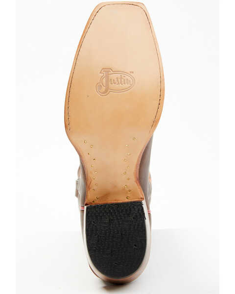 Image #7 - Justin Men's Brindle Western Boots - Square Toe , Brown, hi-res