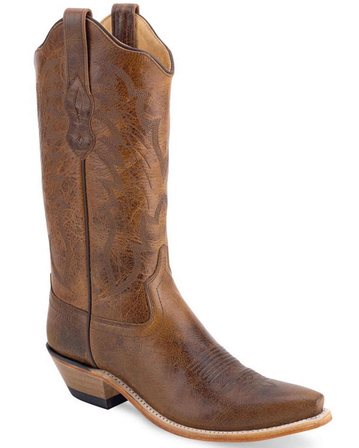 Image #1 - Old West Women's Distressed Western Boots - Snip Toe, Brown, hi-res