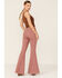 Saints & Hearts Women's High Rise Flare Jeans, Mauve, hi-res