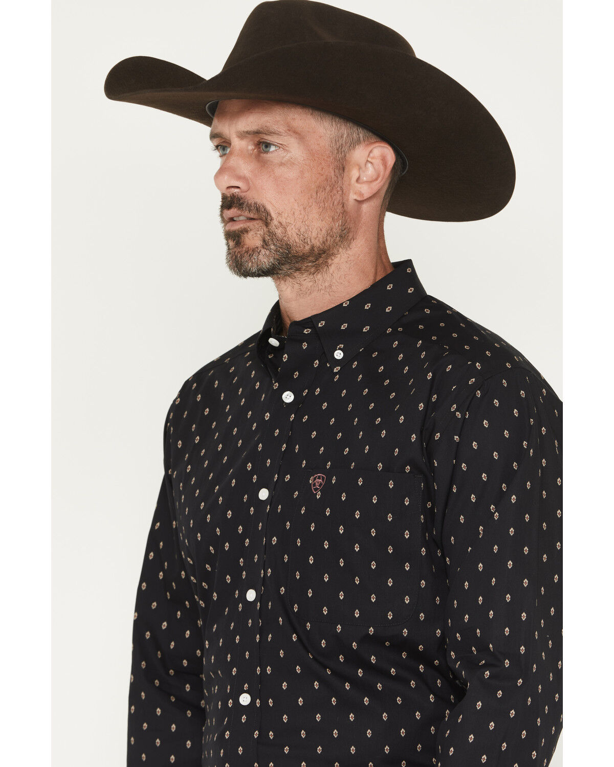 Image #2 - Ariat Men's Wrinkle Free Asher Geo Print Long Sleeve Button-Down Western Shirt - Tall, Black, hi-res