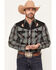 Image #1 - Ely Walker Men's Duck Embroidered Plaid Print Long Sleeve Pearl Snap Western Shirt, Black, hi-res