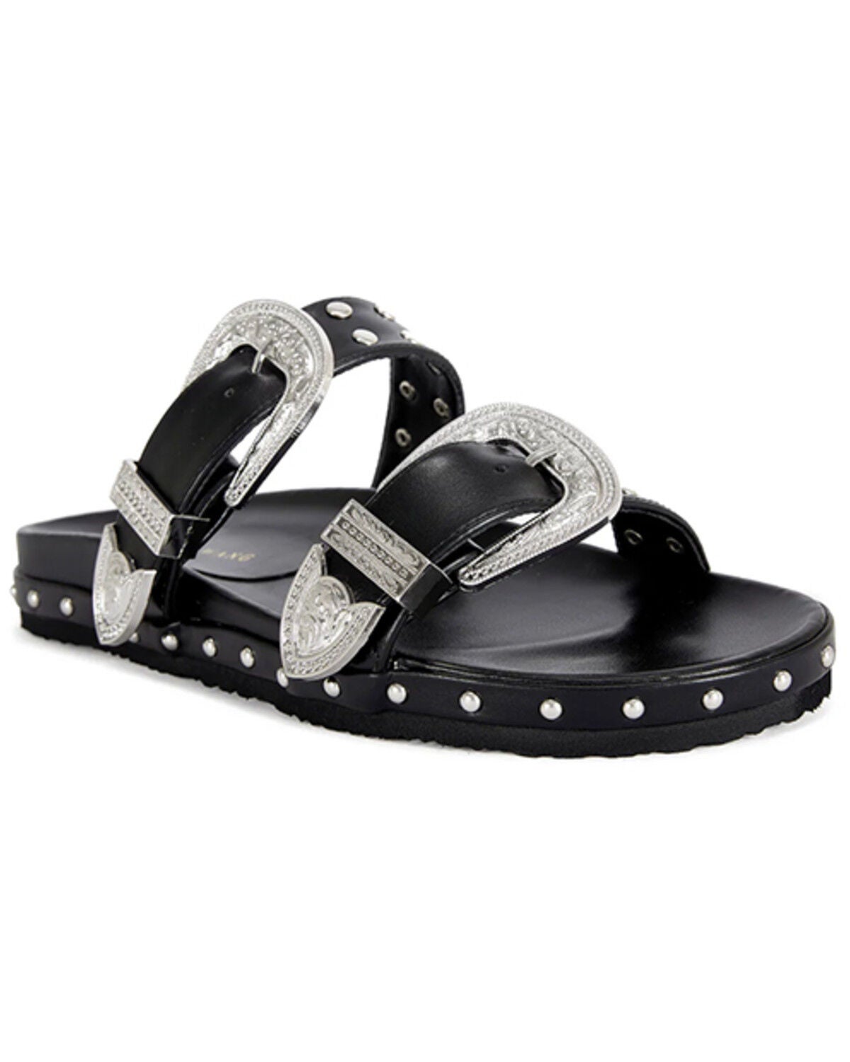 Azalea Wang Women's Tegan Buckle Sandals, Black, hi-res
