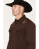 Image #2 - Seager Men's Ortega Eagle Embroidered Solid Long Sleeve Button-Down Western Shirt, Brown, hi-res