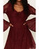 Image #3 - Beyond The Radar Women's Lace Tie Front Dress, Wine, hi-res