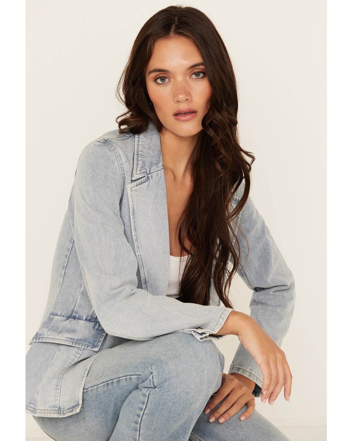 Boom Boom Jeans Women's Light Wash Denim Blazer, Light Wash, hi-res