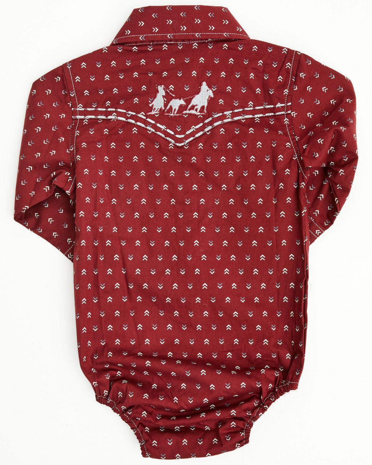 Image #3 - Cowboy Hardware Infant Boys' Geo Print Long Sleeve Snap Onesie, Burgundy, hi-res