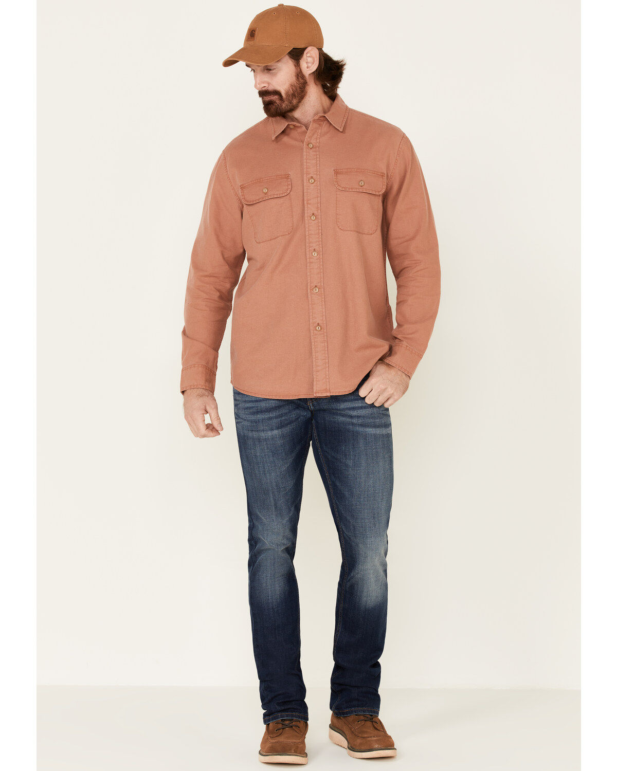 Image #2 - Pendleton Men's Rust Beach Shack Solid Long Sleeve Western Shirt, Rust Copper, hi-res