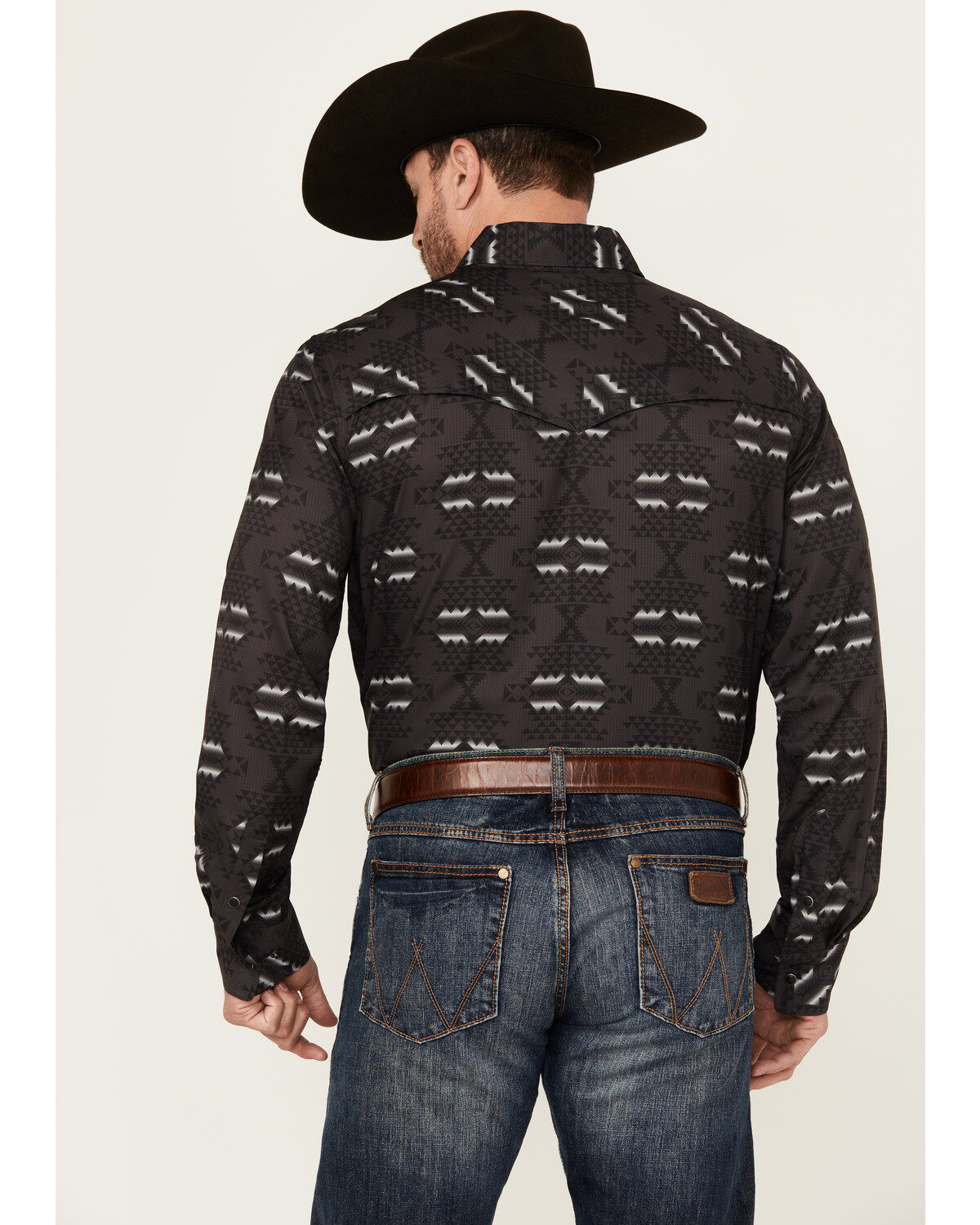 Image #4 - Rock & Roll Denim Men's Tek Southwestern Print Long Sleeve Snap Western Shirt, Charcoal, hi-res