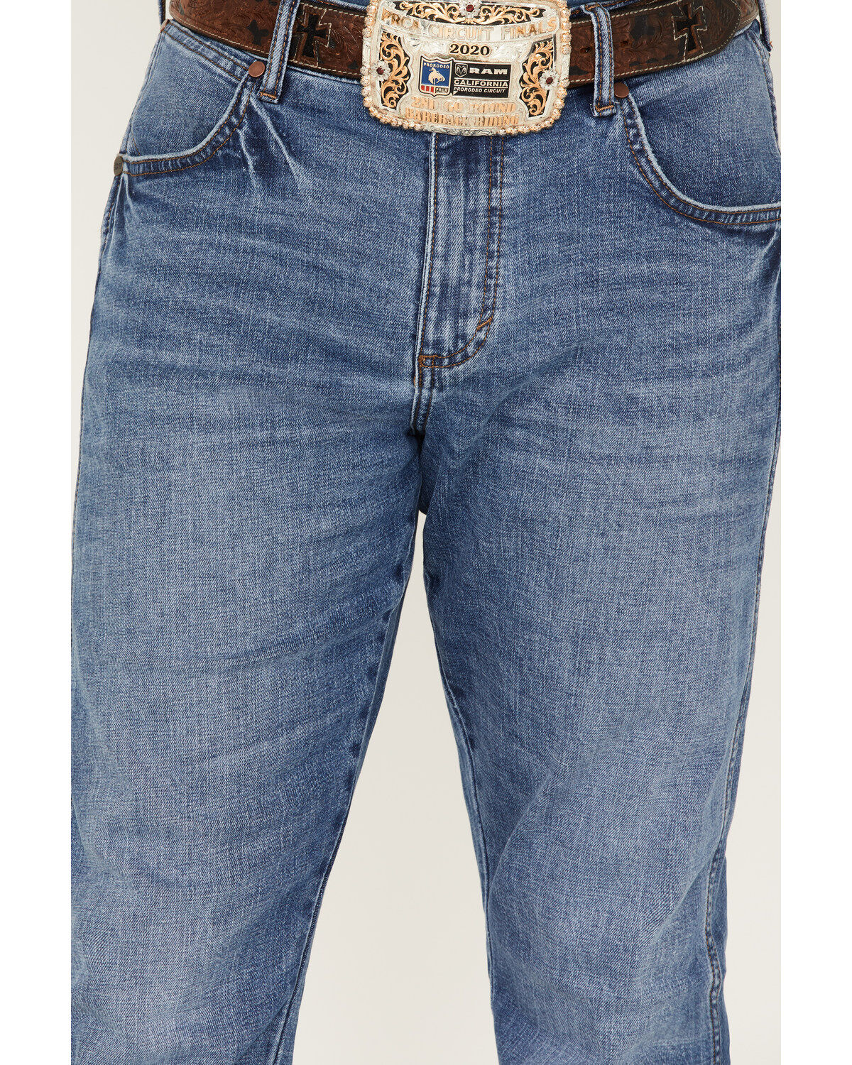 Image #2 - Wrangler Retro Men's Deerstalker Medium Wash Relaxed Bootcut Stretch Denim Jeans, Blue, hi-res