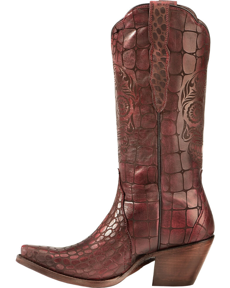 red ariat booties
